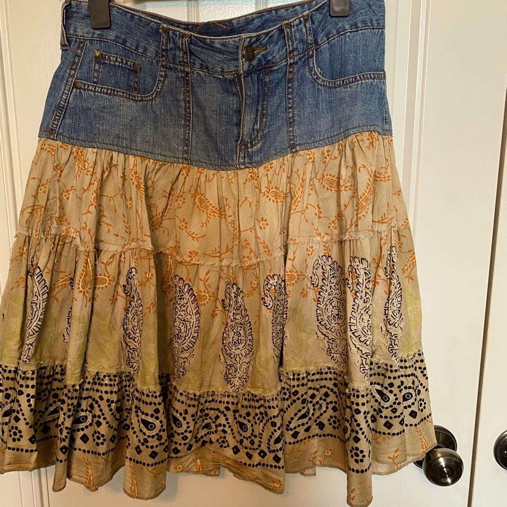 Boho Denim twirl SKIRT Size 7 Juniors